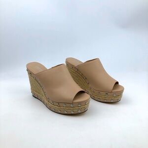 Charles David Lisbon Beige Wedges Mules Size 6.5